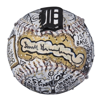 Hank Greenberg Autographed Painted Artwork Baseball by Charles Fazzino (JSA/PSA)